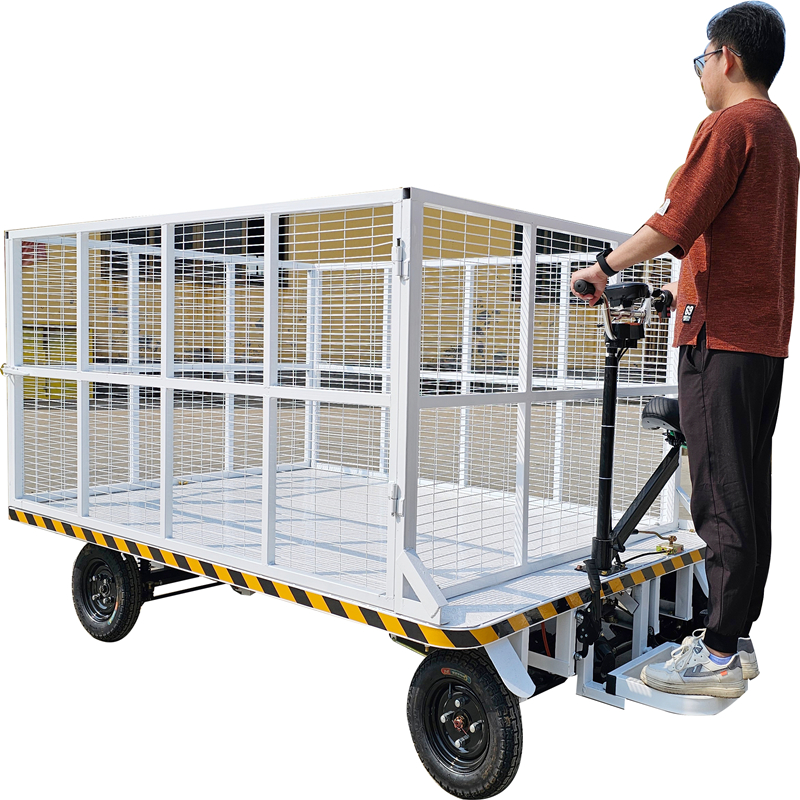 【ML-800w-48B】Guardrail style electric trolleys carts for transferring cargo goods